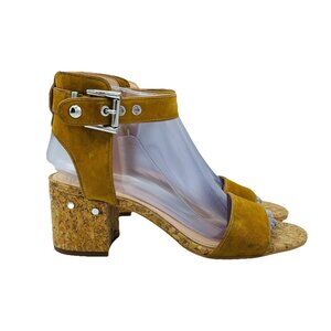 Vince Camuto Sandals Womens Size 7.5M Brown Leather Baeden Heels Strappy Studded